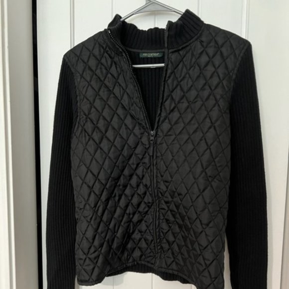🍉Gently used - For Cynthia black quilted front zip-up sweater in Small (petite) - Picture 1 of 3